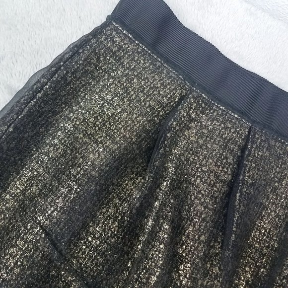 LOFT Womens Gold Black Lace Lined Wool Blend Skirt - Picture 9 of 14